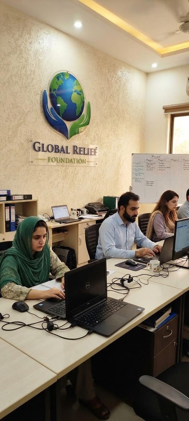 The GRF team at work in the foundation’s office